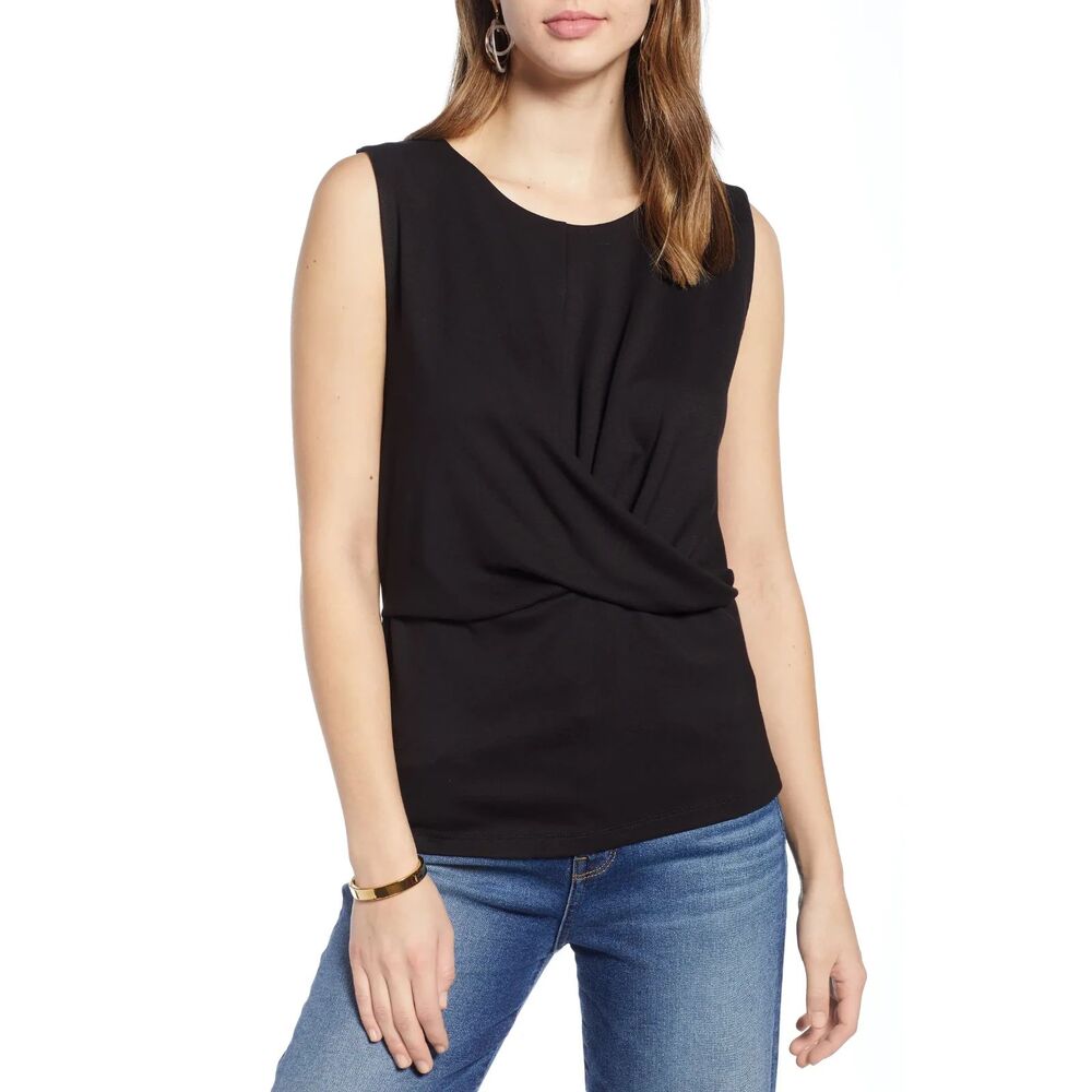 Halogen Black Twist Front Sleeveless Blouse Women's XS